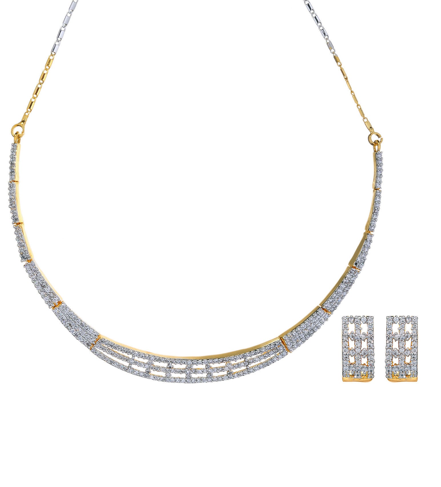 White Stone Studded Necklace Set