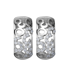 Silver Number Studded Earrings