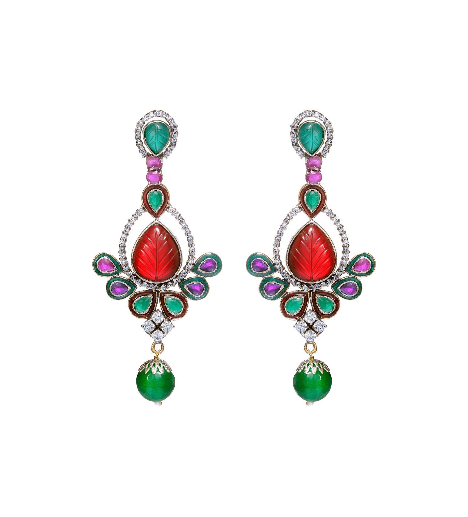 Multi-Color Stone Studded Earrings