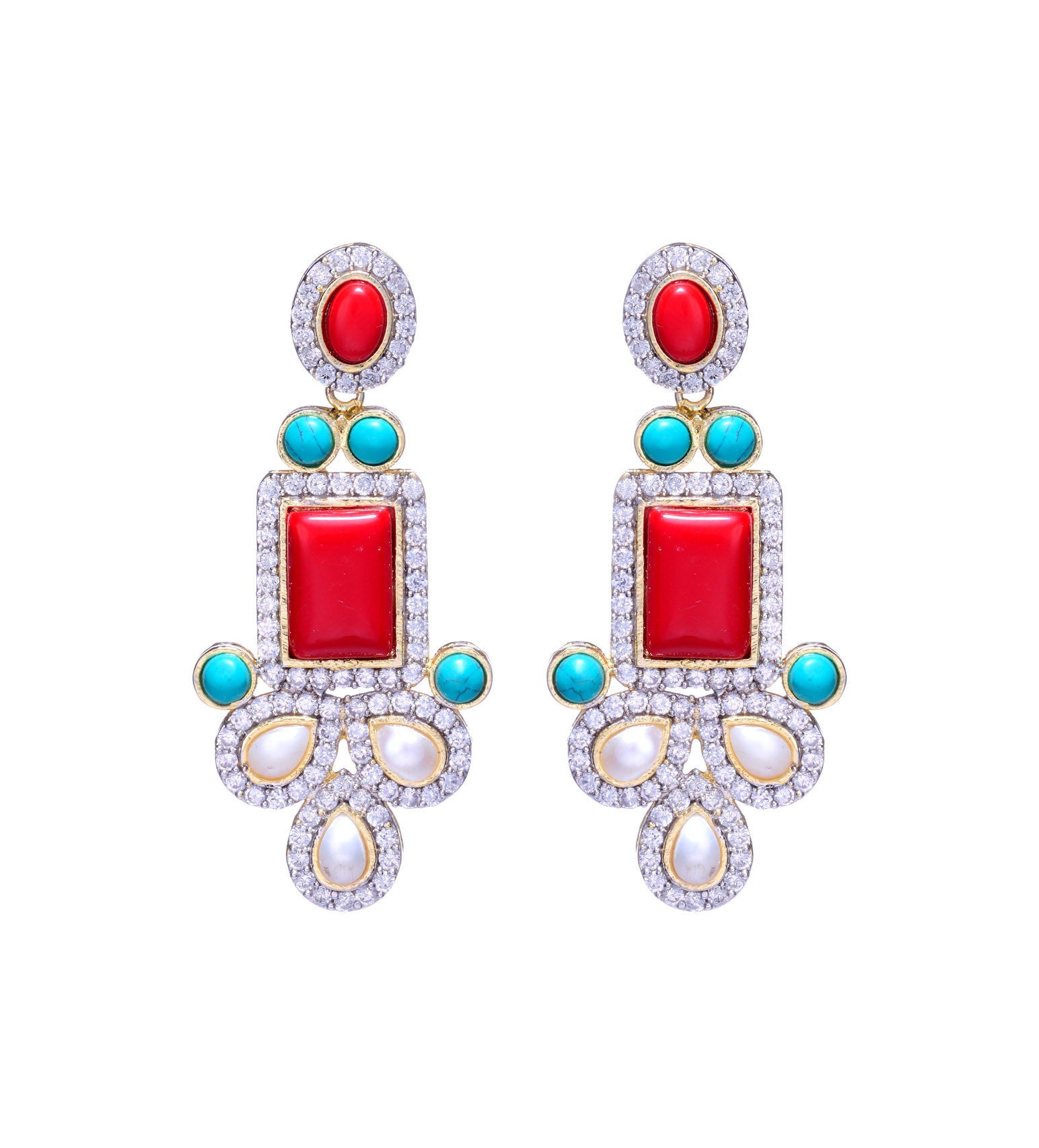 Multi-Color Stone Studded Earrings