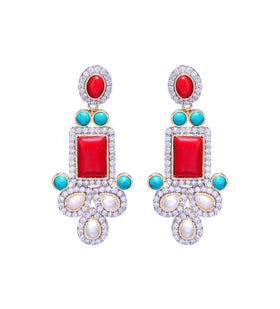 Multi-Color Stone Studded Earrings