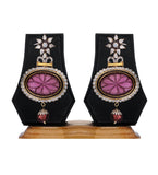 White & Purple Stone Studded Earrings