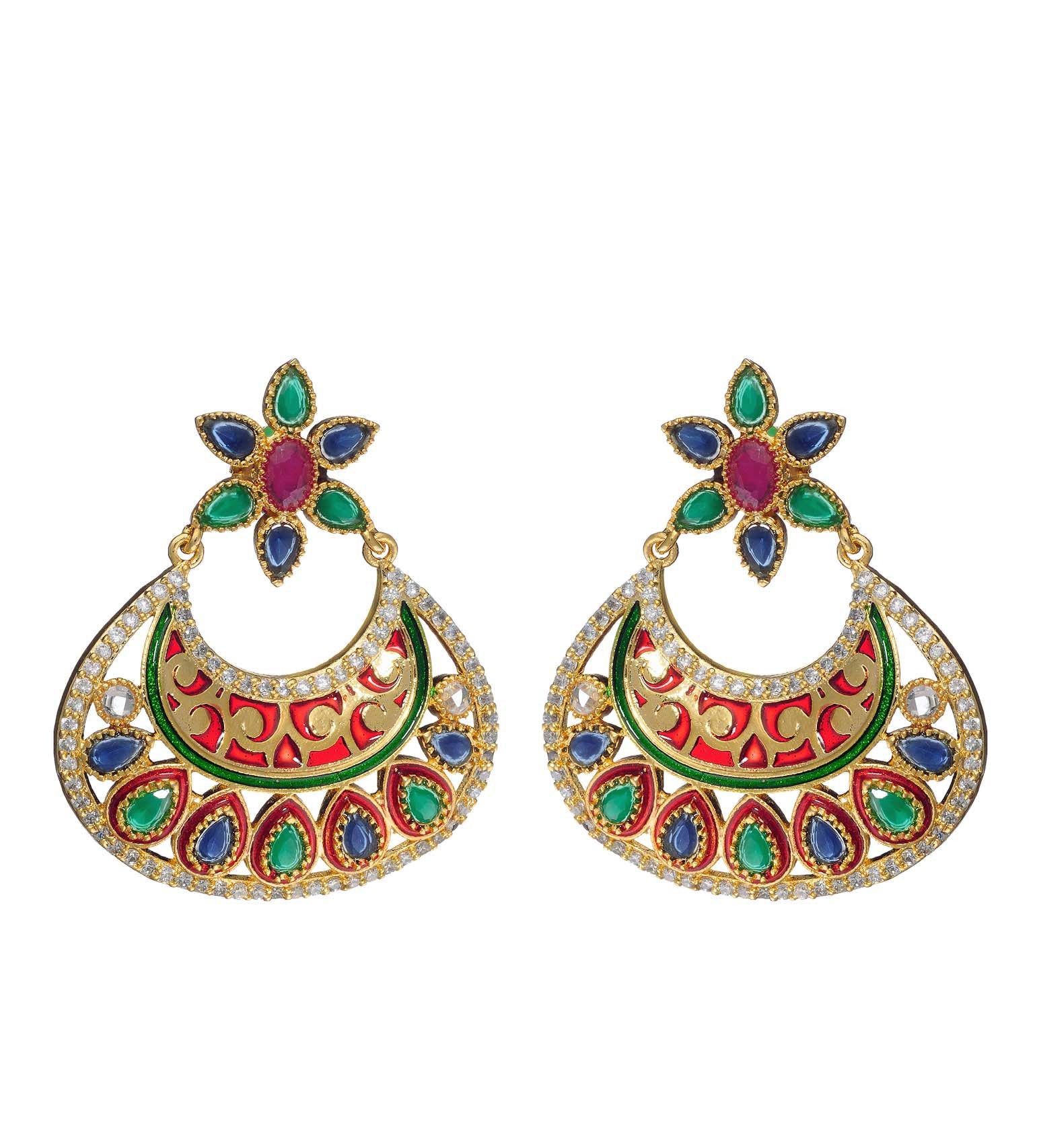 Multi-Color Stone Studded Earrings