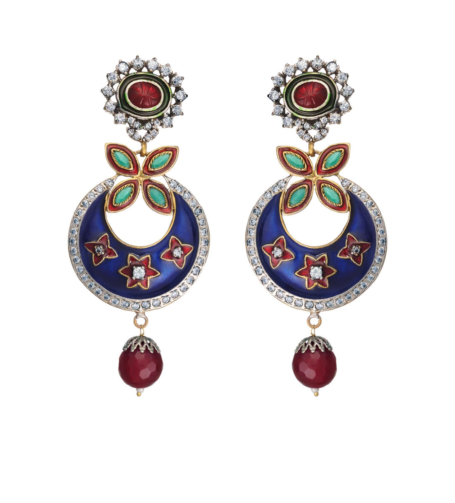 Multi-Color Stone Studded Earrings