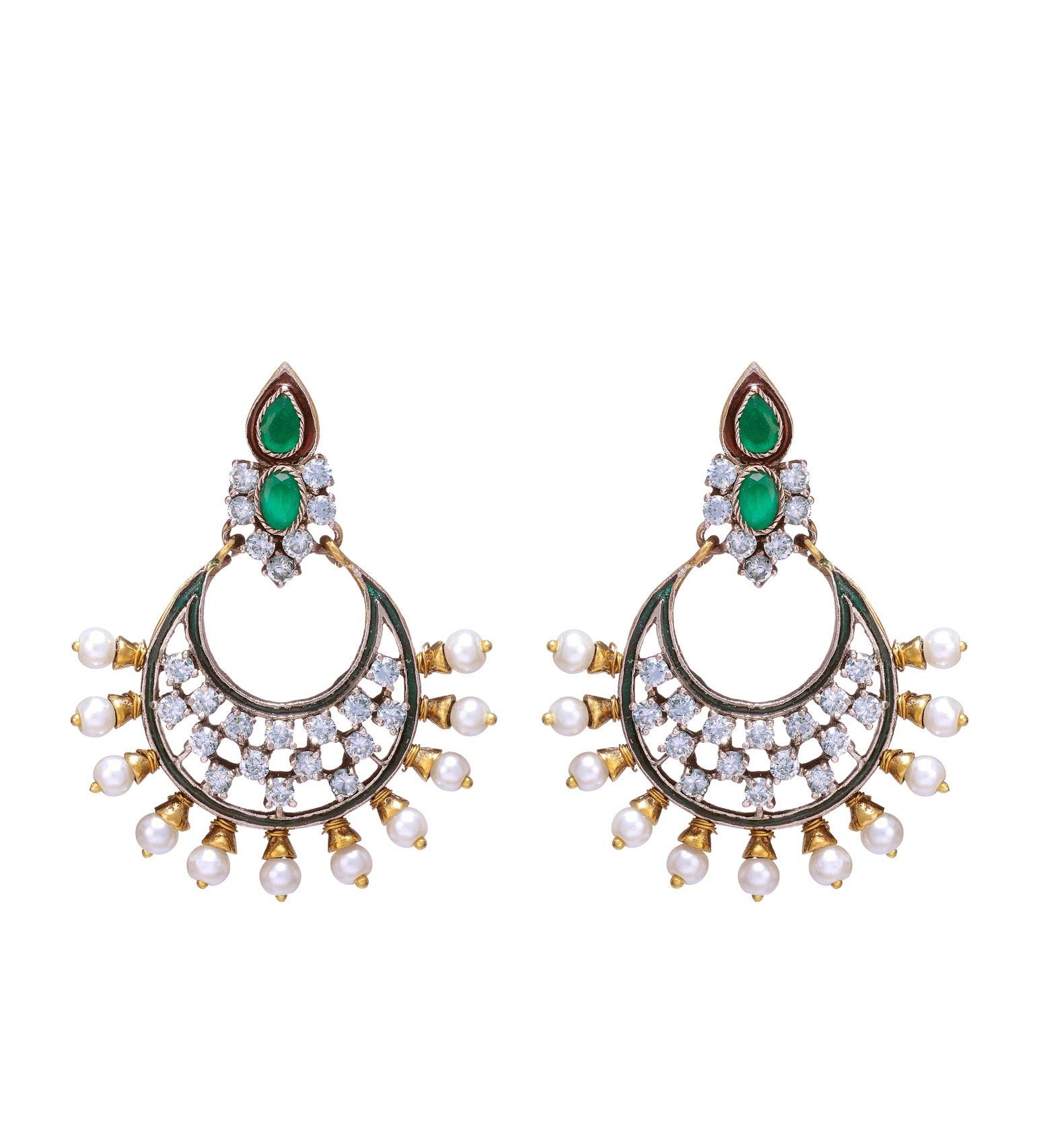 Stone & Pearl Studded Earrings