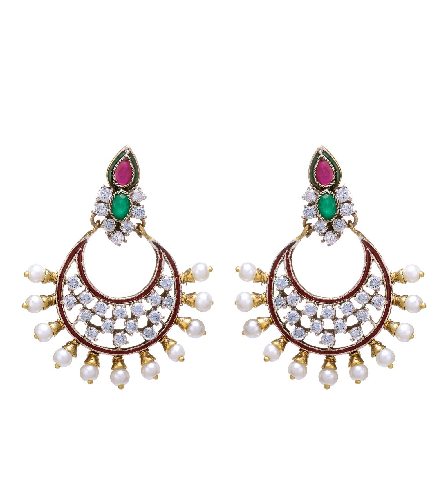 Stone & Pearl Studded Earrings