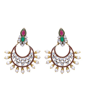 Stone & Pearl Studded Earrings