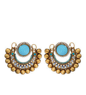 Antique Sky Blue Stone Studded Earrings