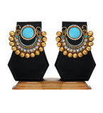 Antique Sky Blue Stone Studded Earrings