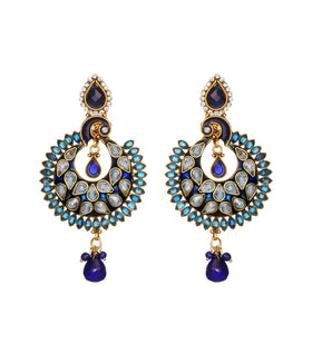 Blue & White Stone Studded Earrings