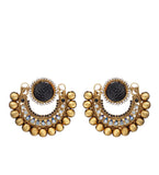 Antique Black Stone Studded Earrings