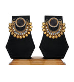 Antique Black Stone Studded Earrings