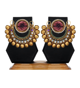 Antique Purple Stone Studded Earrings