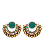 Antique Green Stone Studded Earrings