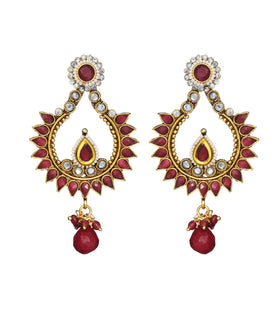 Maroon Stone Studded Earrings