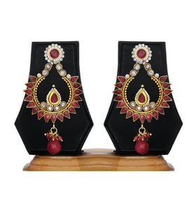 Maroon Stone Studded Earrings