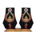 Maroon Stone Studded Earrings