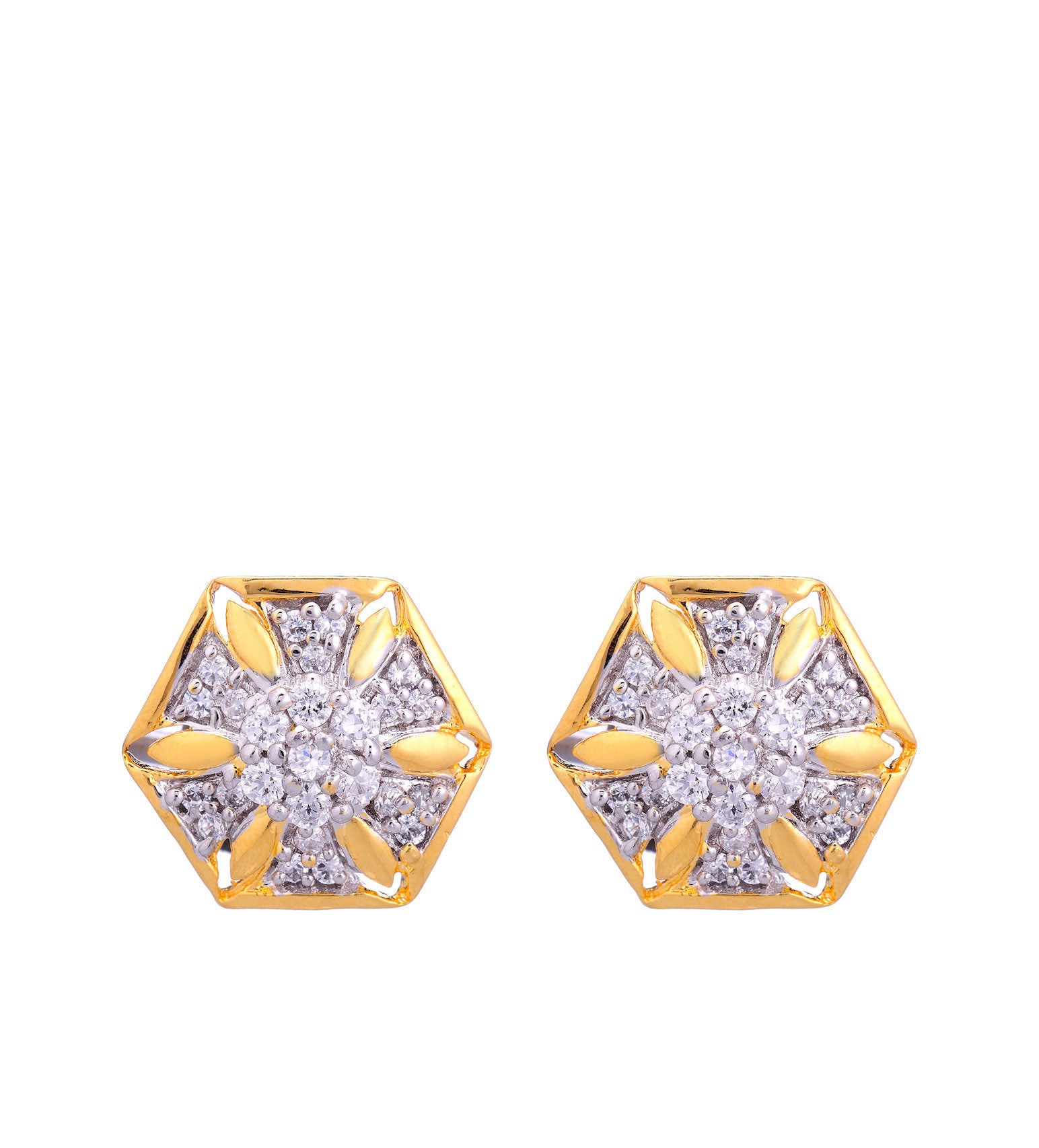 Gold Stone Studded Earrings