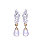 Gold Toned Earrings with White Pearl