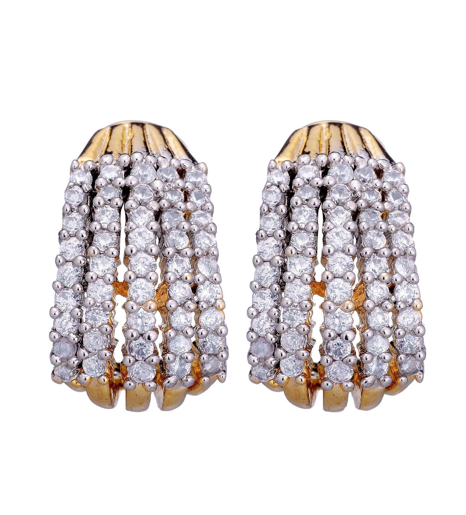 Gold Toned Stone Studded Earrings