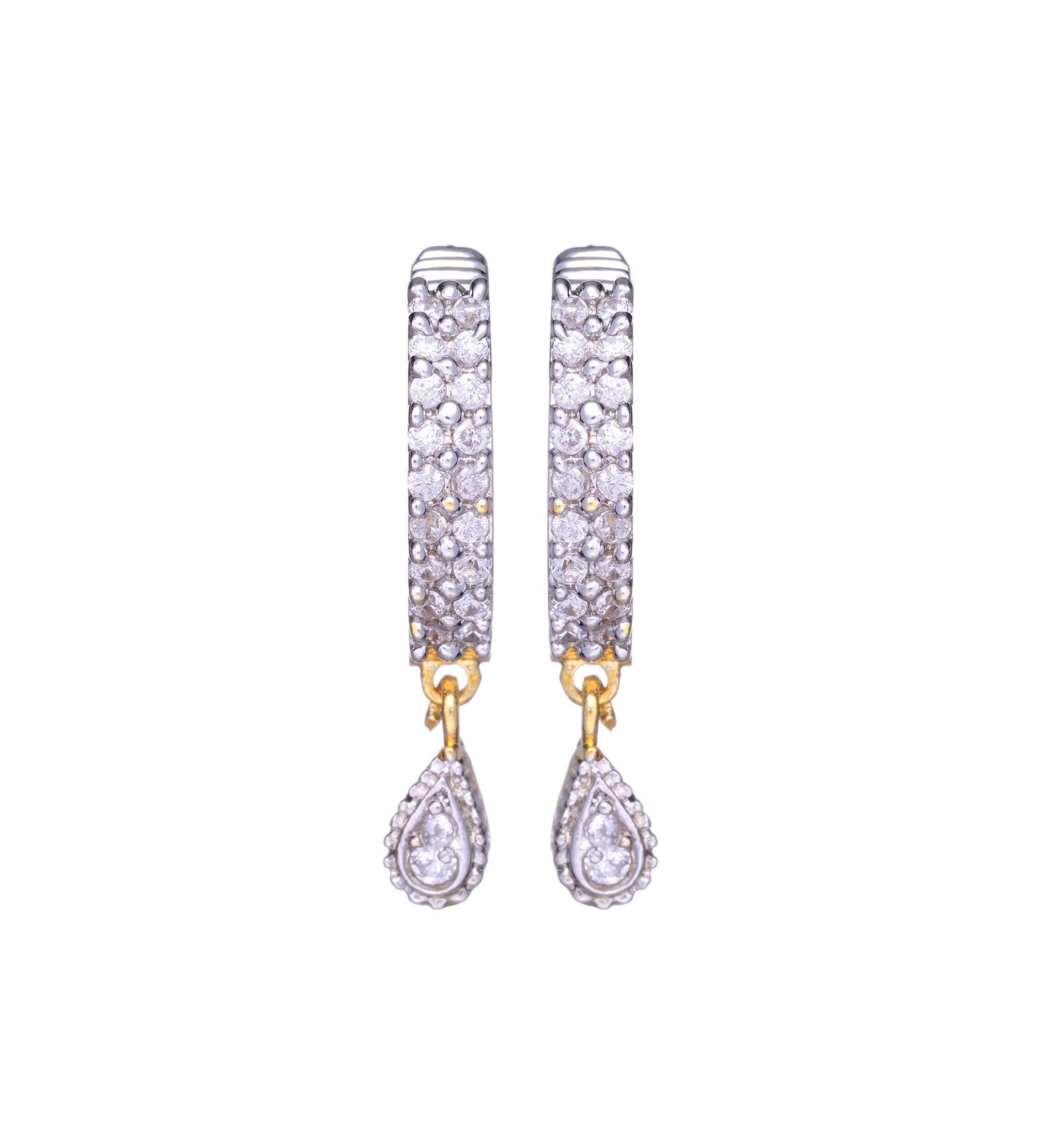 Gold Toned Stone Studded Earrings