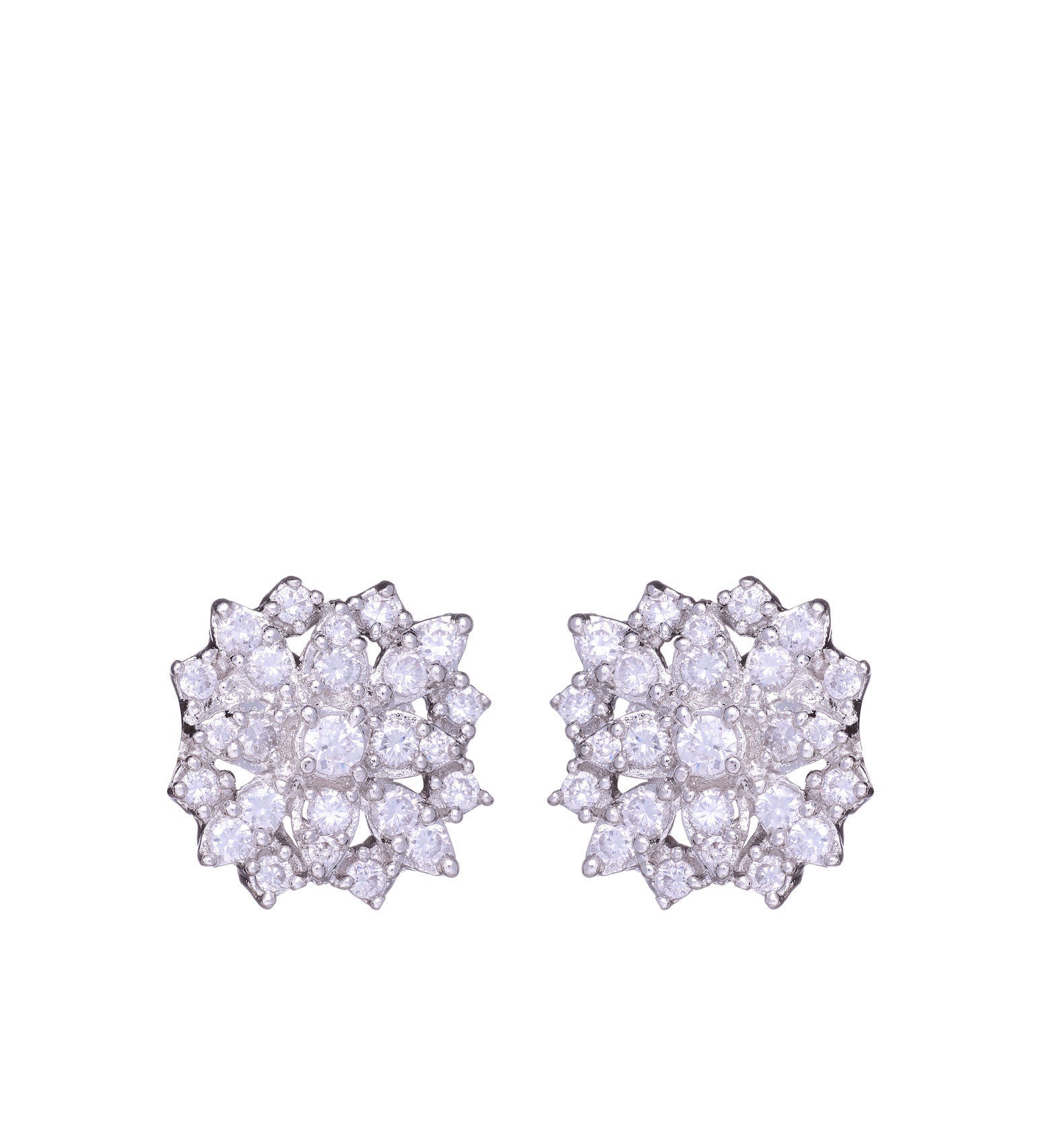 Flower Shaped Stone Studded Earrings