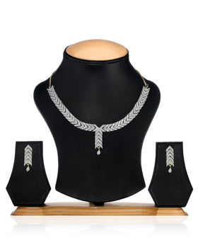 White Stone Studded Necklace Set