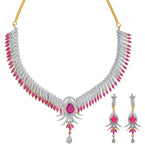 White & Magenta Stone Necklace Set