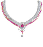White & Magenta Stone Necklace Set