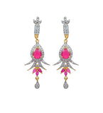 White & Magenta Stone Necklace Set