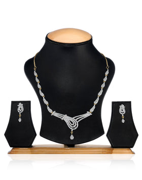 White Stone Studded Necklace Set