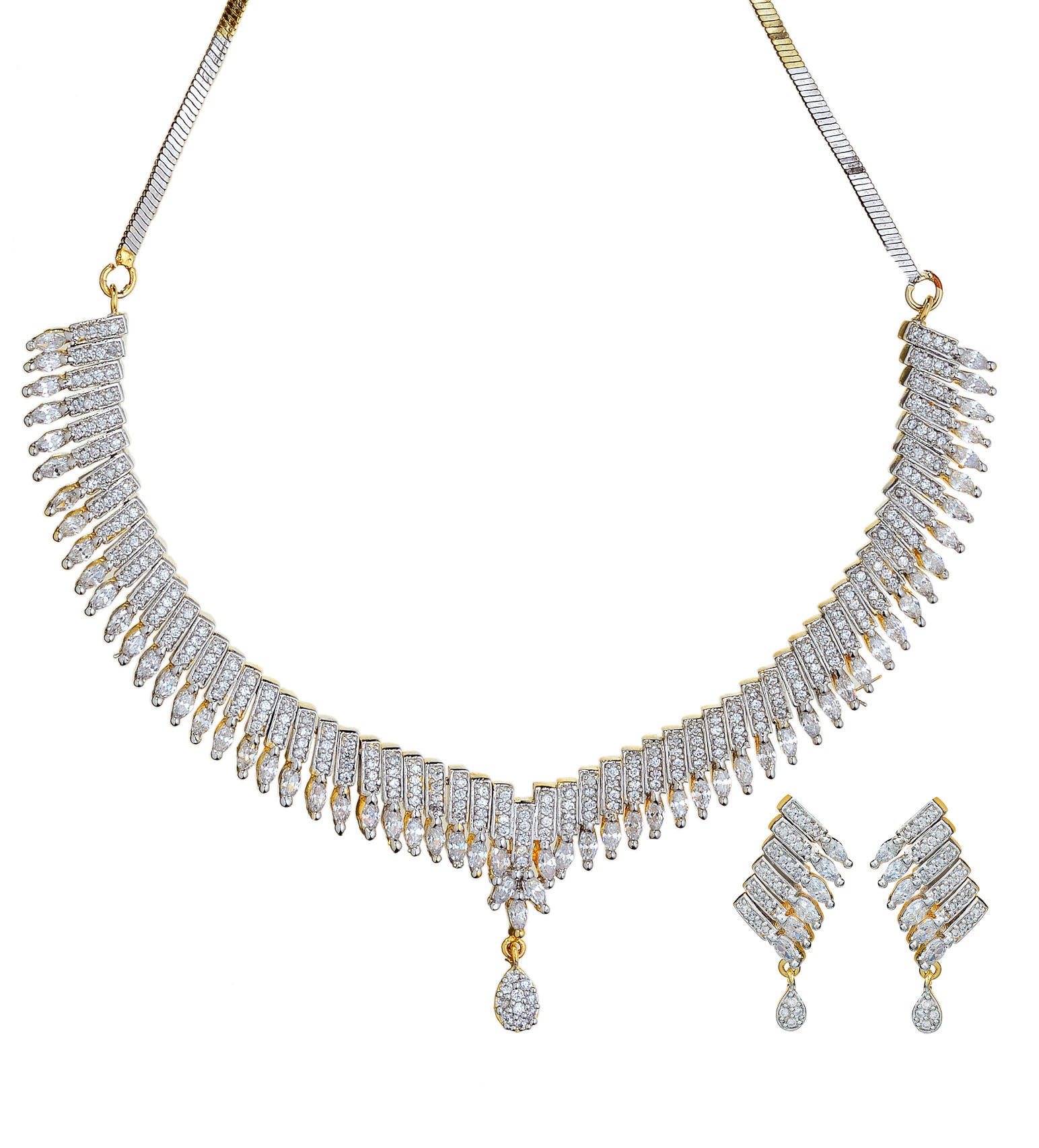 White Stone Studded Necklace Set