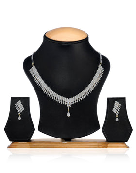 White Stone Studded Necklace Set