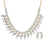 White Stone & Pearl Necklace Set