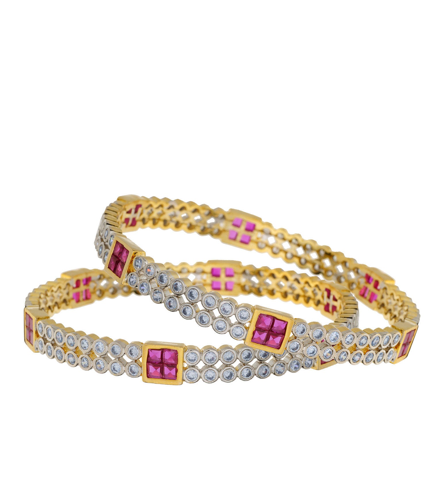 White & Purple Stone Studded Bangles