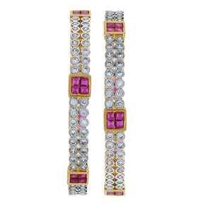 White & Purple Stone Studded Bangles