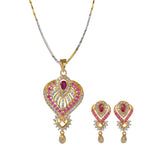 White & Magenta Stone Pendant Set