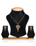 White & Magenta Stone Pendant Set