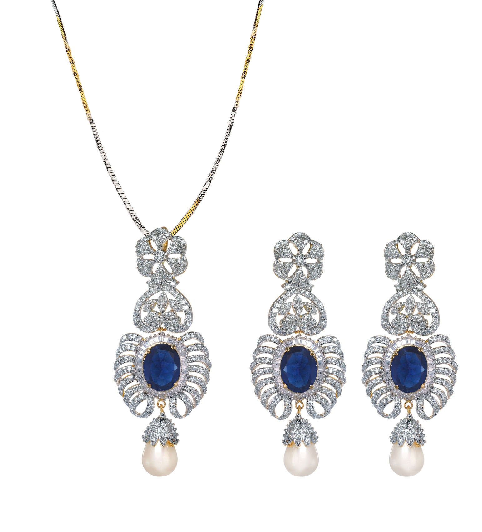 Stone & Pearl Pendant Set