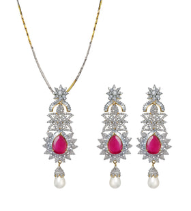 Stone & Pearl Pendant Set