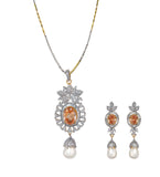 Stone & Pearl Pendant Set