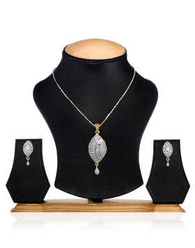 White Stone Studded Pendant Set