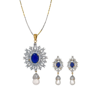 Stone & Pearl Pendant Set