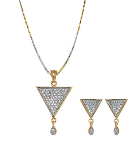 White Stone Studded Pendant Set