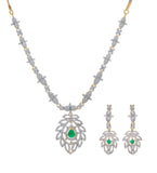 White & Green Stone Necklace Set