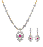 White & Magenta Stone Necklace Set