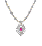 White & Magenta Stone Necklace Set