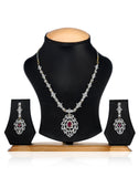 White & Magenta Stone Necklace Set