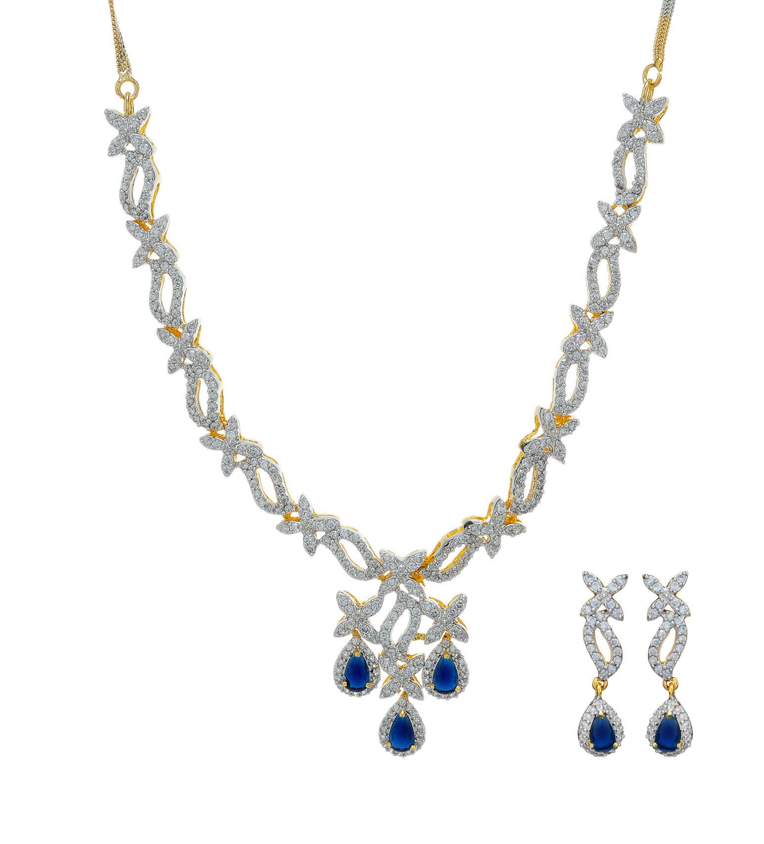 White & Blue Stone Necklace Set