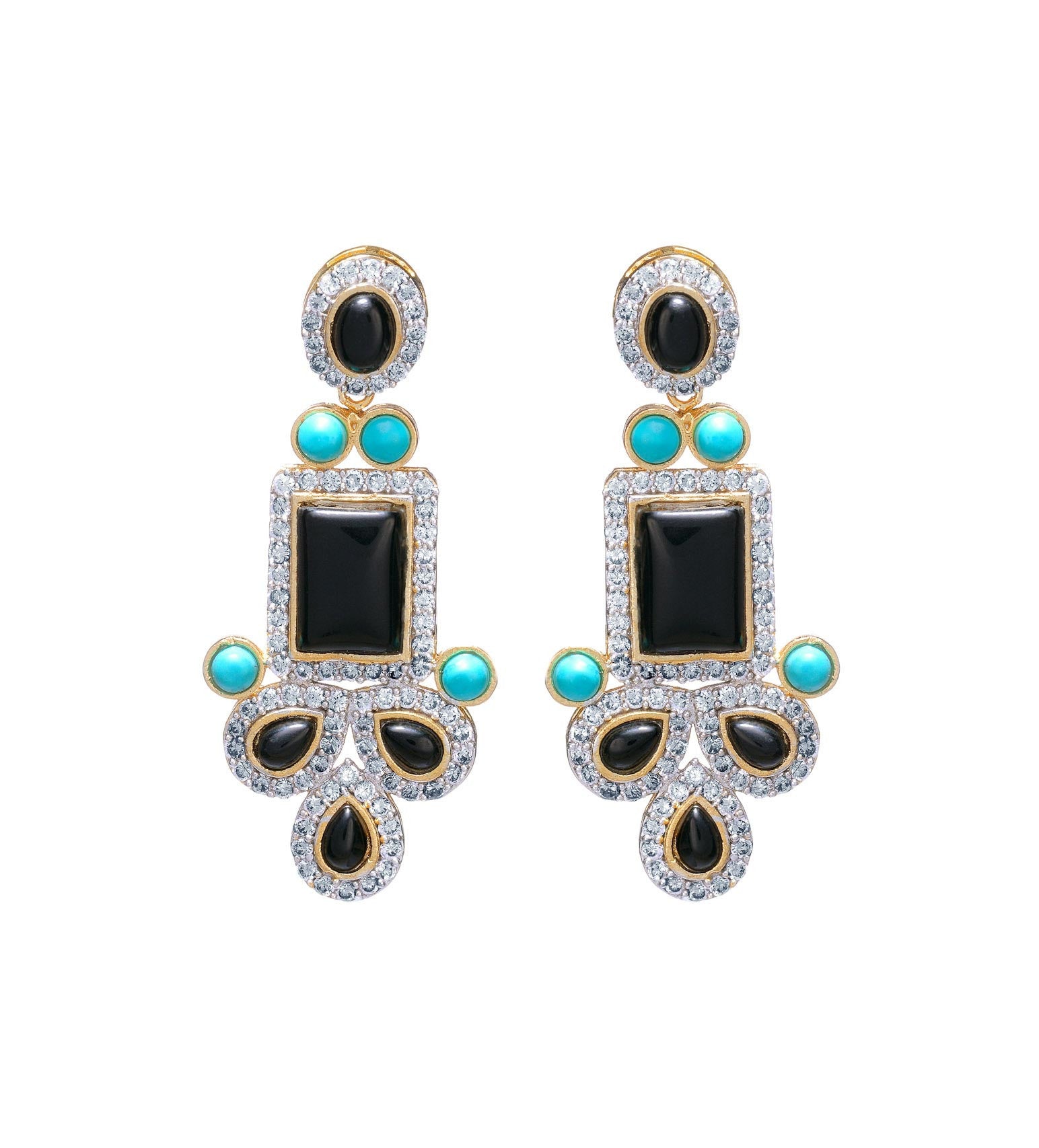 Multi-Color Stone Studded Earrings